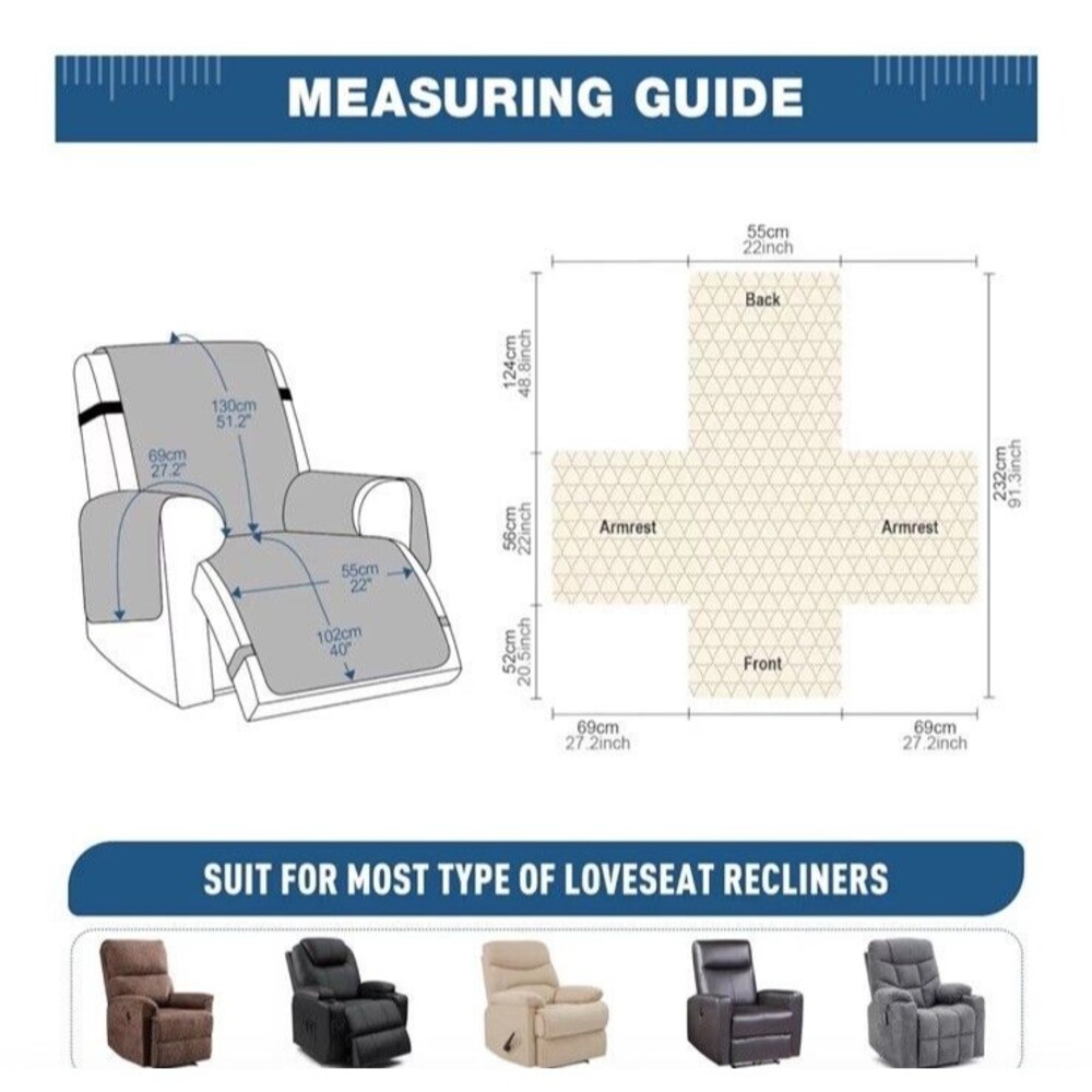 Non-Slip Recliner Chair Cover for Pets - Washable & Easy to Install** 22" Size - Picture 2 of 6